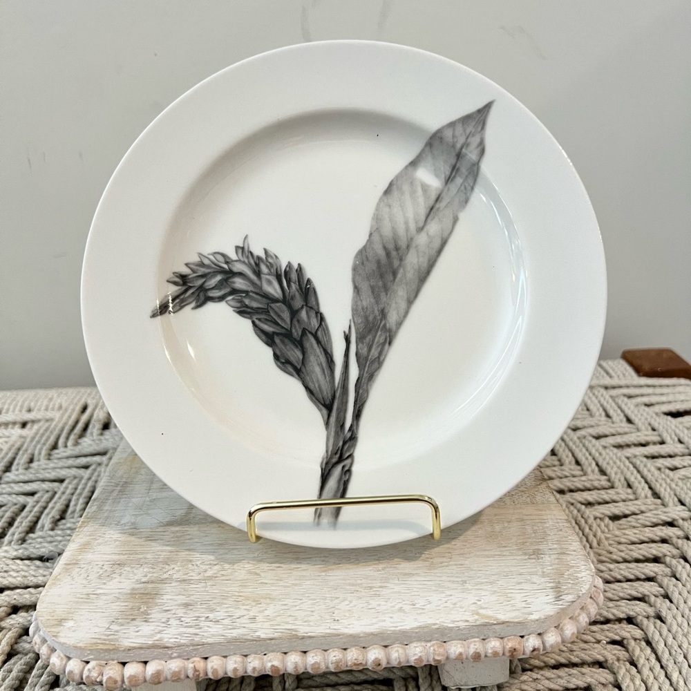 Lot of 3 222 Fifth Botanica Calla Plate with Gray Floral Design cereal/soup bowl